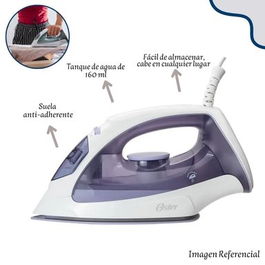 PLANCHA A VAPOR OSTER 1200W GCSTBS3802 LIGERA CON BASE ANTIADHERENTE - 2