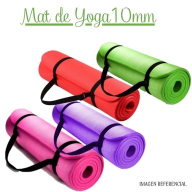 MAT YOGA PILATES 10 MM CON ELÁSTICO PORTÁTIL