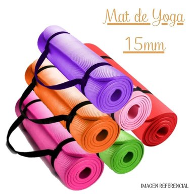 MAT YOGA PILATES 15 MM CON ELÁSTICO PORTÁTIL