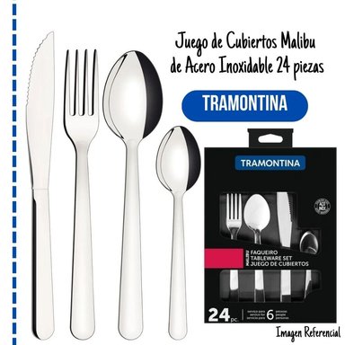 JUEGO DE CUBIERTOS MALIBU DE ACERO INOXIDABLE 24 PIEZAS