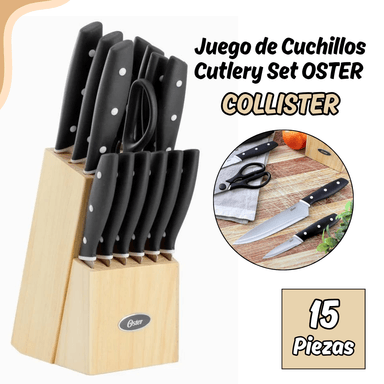 SET DE CUCHILLO COLLISTER OSTER DE 15 PIEZAS - BLANCO