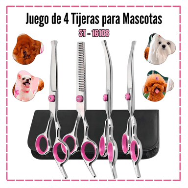 JUEGO DE 4 TIJERAS PARA MASCOTAS ST-16108
