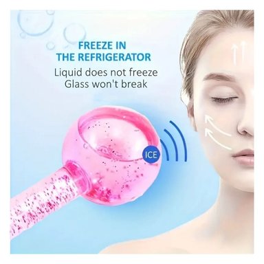 RODILLO MASAJEADOR FACIAL ESFERAS FRIAS ICE GLOBES - ROSADO - 5