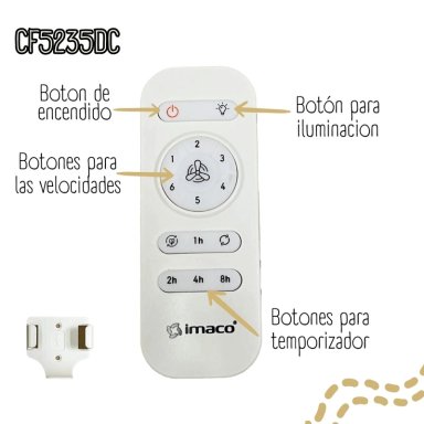 VENTILADOR DE TECHO 52 CON LUZ Y CONTROL REMOTO IMACO CF5235DC - 3