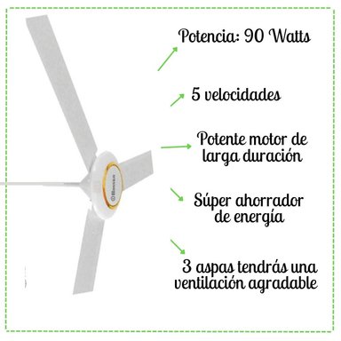 VENTILADOR DE TECHO BOSSKO DE 56' - 90 WATTS BK-8230VTE X3UNIDADES - 2