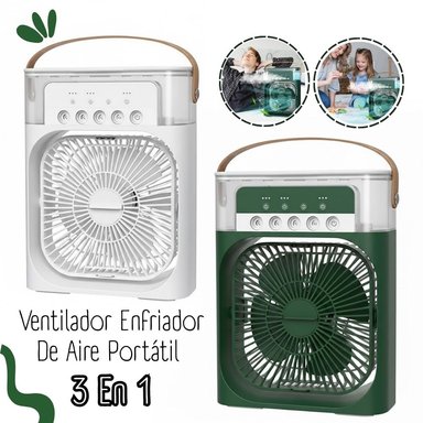 VENTILADOR  HUMIDIFICADOR Y AIRE ACONDICIONADO 3 EN 1 - VERDE/BLANCO