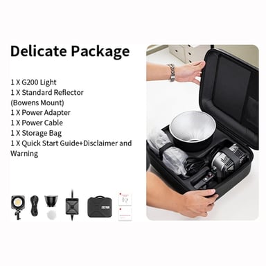 KIT ILUMINACIÓN CONTINUA ZHIYUN MOLUS G200 LUZ LED TIPO COB BICOLOR 2700K-6500K - 6
