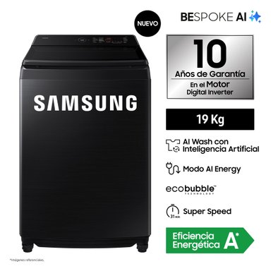 LAVADORA SAMSUNG AI WASH ECOBUBBLE 19KG WA80F19S8BPE - 1
