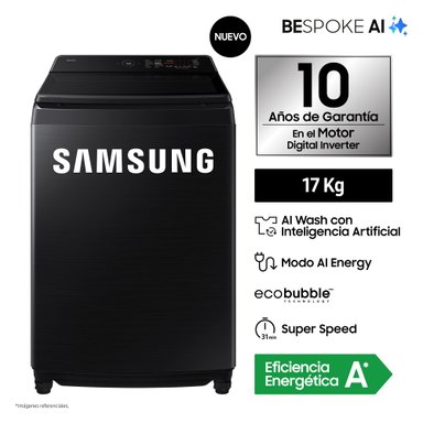 Lavadora Samsung Ai Wash Ecobubble 17Kg Black WA80F17S8BPE - 1