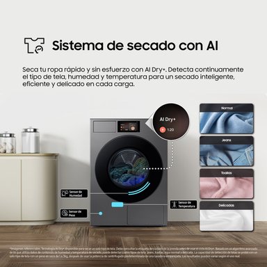 Secadora Samsung Bespoke AI 17 kg Acero oscuro DV90F17CDSPE - 10