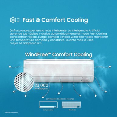 AIRE ACONDICIONADO SAMSUNG 12,000BTU/HR BESPOKE AI WINDFREE AR70F12D1EW/PE - 7