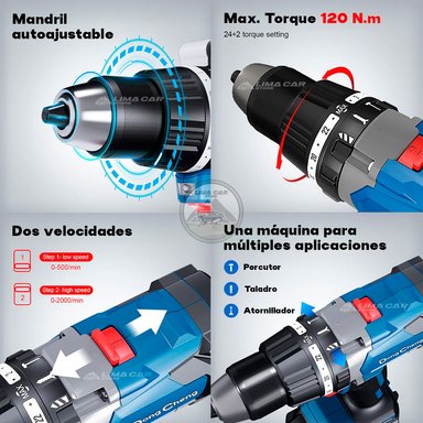 TALADRO DONG CHENG PERCUTOR ATORNILLADOR DCJZ0313 4AH MALETA PRO 20V - 3