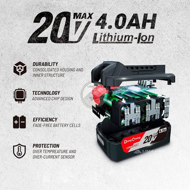 TALADRO DONG CHENG PERCUTOR ATORNILLADOR DCJZ0313 4AH MALETA PRO 20V - 5