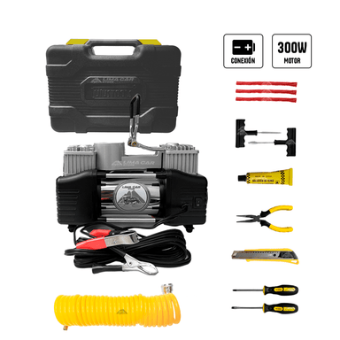 COMPRESOR DE AIRE UYUSTOOLS DOBLE PIST CON MANGUERA 4.5M CAMIONETA INFLADOR LLANTA