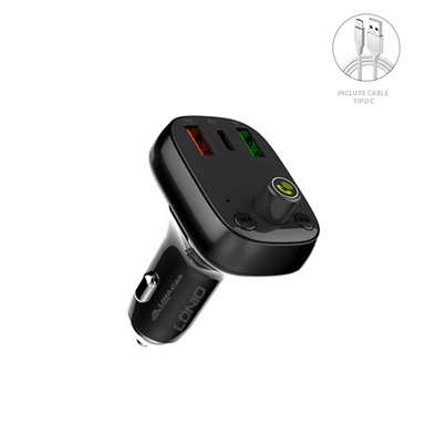 CARGADOR LDNIO TRANSMISOR FM BLUETOOTH 5.0 RADIO DE AUTO Q.C PD C704Q