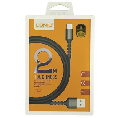 CABLE CARGADOR LDNIO USB TIPO C CARGA RÁPIDA 2 METROS LS64 - 4