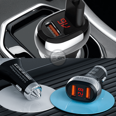 CARGADOR LDNIO AUTO USB 36W CON MEDIDOR VOLTAJE BATERÍA + CABLE TIPO C C2 - 3
