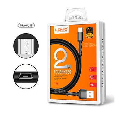 CABLE CARGADOR LDNIO MICRO USB 2M 30W QC3.0 PARLANTE KINDLE GOPRO