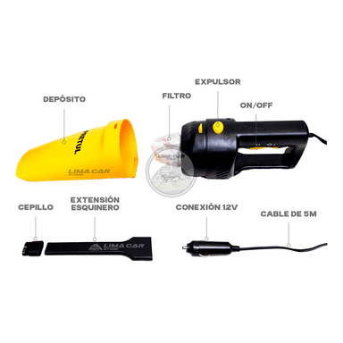 ASPIRADORA PRETUL PORTATIL 60W PARA AUTO 12V + ESQUINERO - 4