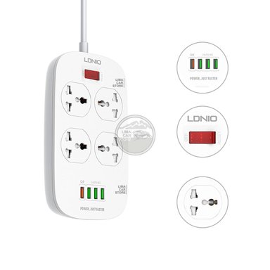 EXTENSIÓN LDNIO SC4407 BLANCO TOMA CORRIENTE UNIVERSAL 4 SOCKET + 4 USB