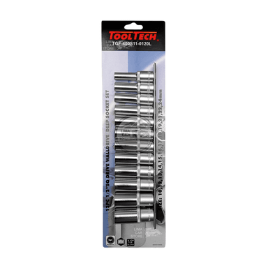 SET DADOS TOOLTECH 12 PIEZAS RIEL TUBULARES 1/2 HEX 10-24MM NO STANLEY - 2