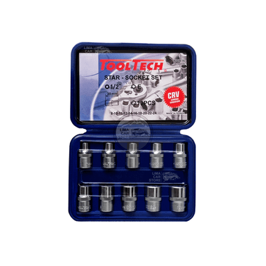 SET MALETA TOOLTECH DE 10 DADOS TORX HEMBRA (8-24MM) NO STANLEY