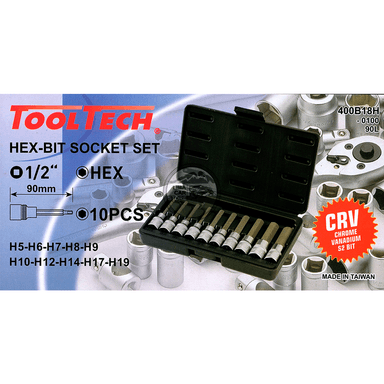 SET MALETA TOOLTECH DE 10 DADOS HEXAGONAL 9CM (H5-H19) TAIWAN