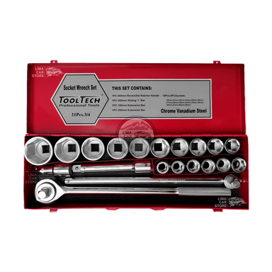 SET MALETA TOOLTECH 21 PIEZAS DE DADOS 3/4