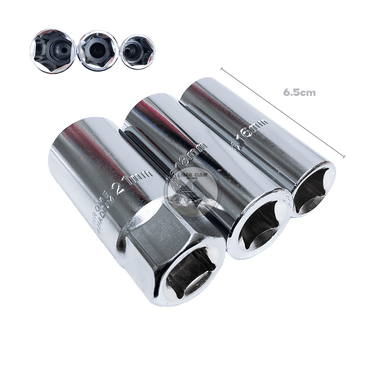 SET DADOS TOOLTECH 3 PIEZAS TUBULARES PARA BUJÍA HEX 16 18 21MM 1/2