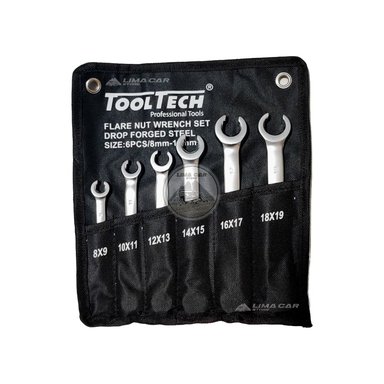 SET LLAVES TOOLTECH 6 PIEZAS DOBLES 8-19MM CAÑERIA TUBOS FRENO CAÑO
