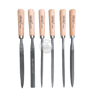 SET 6 LIMA ESCOFINA CON MANGO MADERA 7'' ACERO UYUSTOOL
