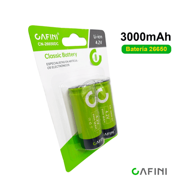 PACK 2 BATERÍAS PILA RECARGABLE 26650 CAFINI JUGUETE LINTERNA