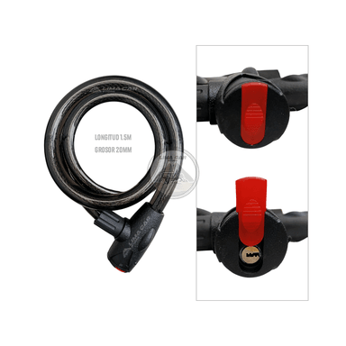 CADENA DE SEGURIDAD PARA MOTO BICICLETA CABLE 20MMX150M - 2
