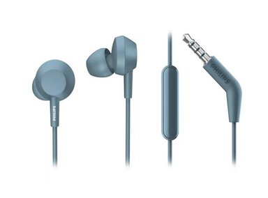 AUDÍFONOS PHILIPS IN-EAR TAE4105 CON MICRÓFONO AZUL - 1