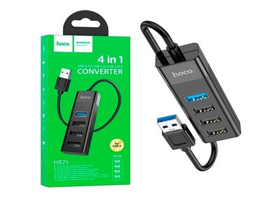 ADAPTADOR HOCO HB25 CONVERTIDOR 4 EN 1 (USB A USB 3.0 USB2.0) NEGRO - 1