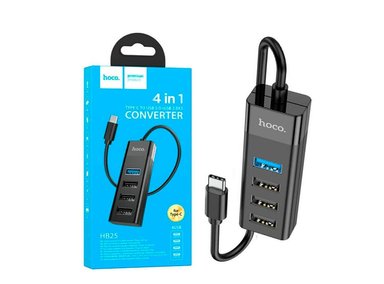 ADAPTADOR HOCO HB25 CONVERTIDOR 4 EN 1 (TIPO C A USB 3.0 USB2.0) NEGRO - 1