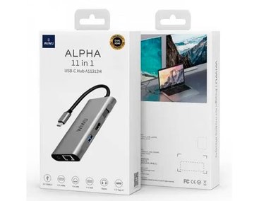 ADAPTADOR WIWU HUB 10 EN 1 DE TRANSMISIÓN RÁPIDA USB C MULTIFUNCIONAL DE A11312H - GRIS - 1