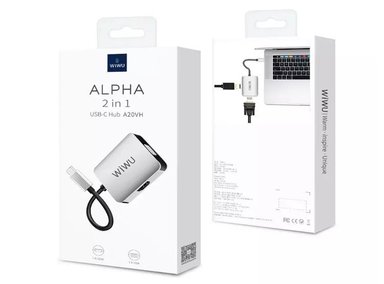 ADAPTADOR WIWU HUB ALPHA A20VH USB-C 2 EN 1 - GRIS - 1