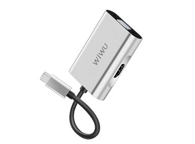 ADAPTADOR WIWU HUB ALPHA A20VH USB-C 2 EN 1 - GRIS - 3