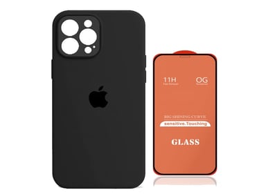 CASE IPHONE 14 SILICONA CON P/CÁMARA V.MILITAR+ MICA DE VIDRIO COMPLETO - 1