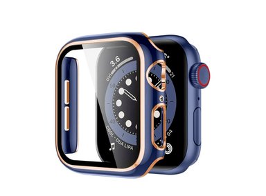 CORREA APPLE WATCH ELÁSTICA + CASE BUMPER METALIZADO 42MM AZUL - 2
