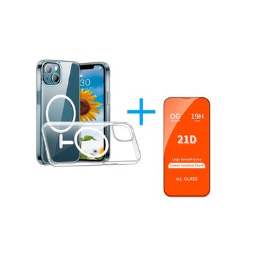 FUNDA CLEAR CASE CON MAGSAFE TRANSPARENTE + VIDRIO TEMPLADO PARA IPHONE 13 PRO - 1