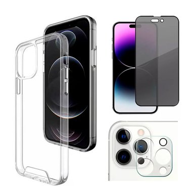 KIT- CASE SPACE + MICA ANTIESPIA 9H + P/CÁMARA PARA IPHONE 11 PRO MAX - 1