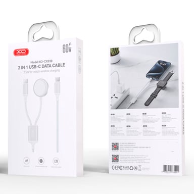 CARGADOR INALÁMBRICO XO CX030 PARA APPLE WATCH CON CABLE USB-C A C - BLANCO - 3