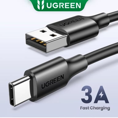 CABLE UGREEN US287 CARGA RÁPIDA 1M USB-A A USB-C QC 3.0 NEGRO - 3
