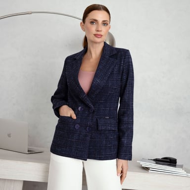 BLAZER PAÑO DE CUADROS MUJER - 1