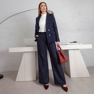 BLAZER PAÑO DE CUADROS MUJER - 4