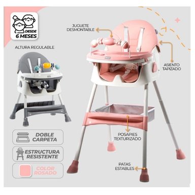 SILLA COMER EBABY DALI ROSADO PARA BEBES