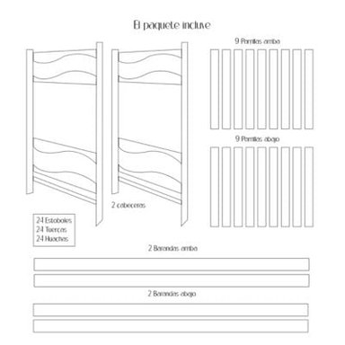 CAMAROTE 1.5 PLAZAS MADERA NATURAL + COLCHON ZEBRA + GRATIS ALMOHADA - 2