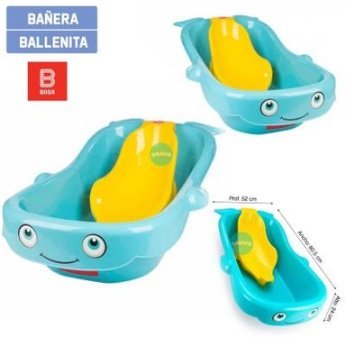 BAÑERA BASA CON SOPORTE BALLENITA VERDE AGUA BEBE